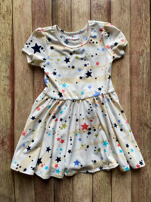 NWT DotDot Smile Star Print Caps Dress, 12/24M