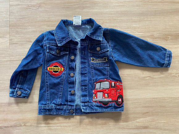 Jeans Wear Fire Truck Denim Jacket, 2T