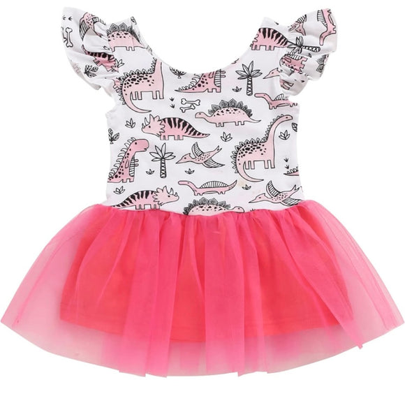 New Pink Dino Tutu Dress, 140 (5-6Y)