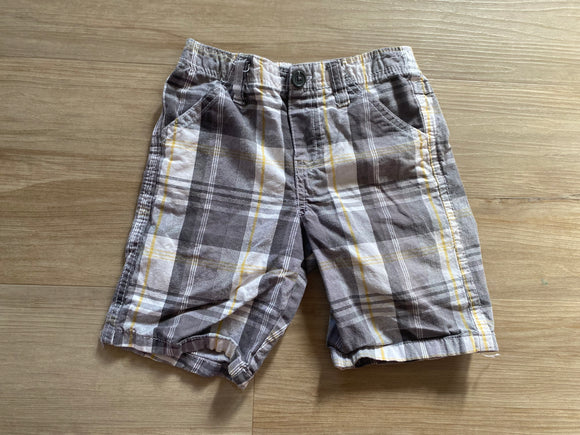 Grey Plaid Shorts, 4T