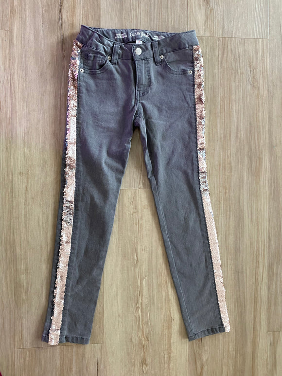 Cat & Jack Grey, Pink Sequence Jeans, 10