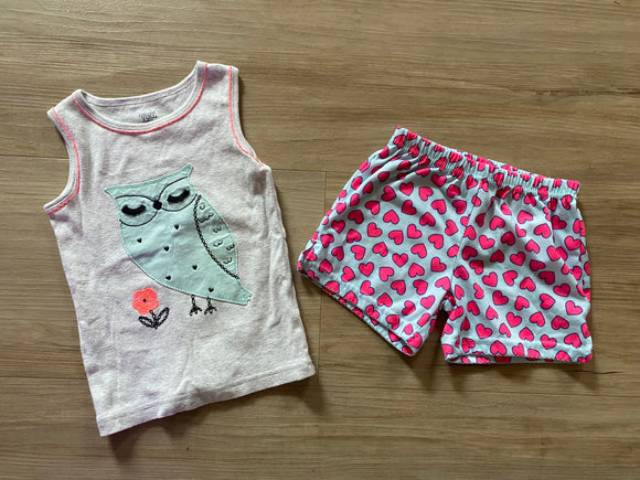 Carter's Owl/Heart Pajama Shorts Set, 2T
