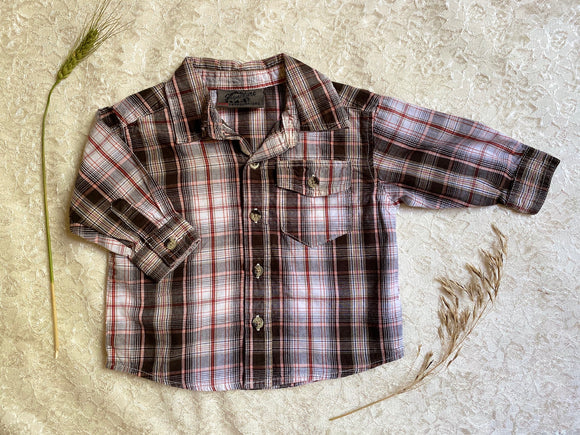 Brown Button Down Long Sleeve, 12M