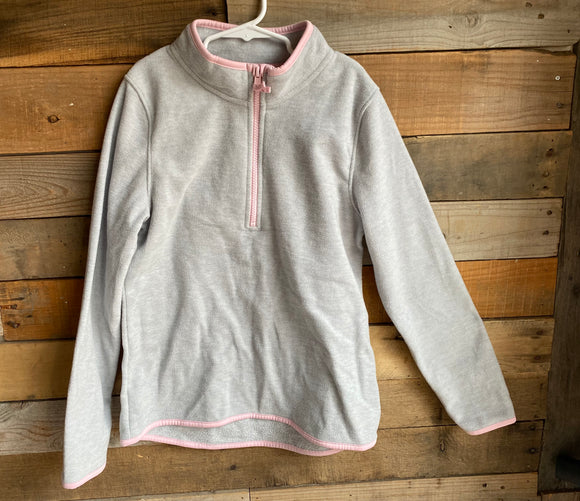 Light Grey/Pink Fleece Pullover, L(10-12)