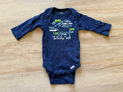 Gerber Navy Moose Onesie, 6-9M
