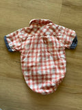 Ben Sherman Checkered 3/4 Button Down Onesie, 3/6M
