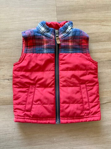 Carter's Red, Plaid Puffer Vest, 6M