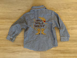 Lil' Cattlelac Embroidered 'Wild Wild West' Checkered Button Down, 18M