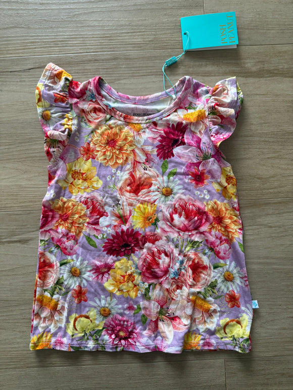NWT Posh Peanut Floral Flutter Sleeve Top, 4T