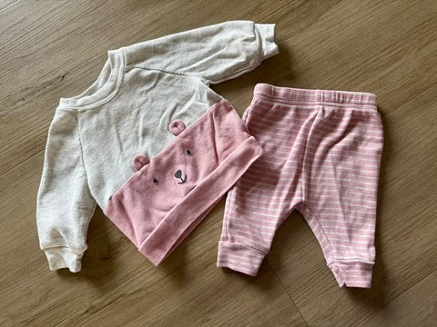 Carter's Waffle Knit Pink Bear Set, 0-3M