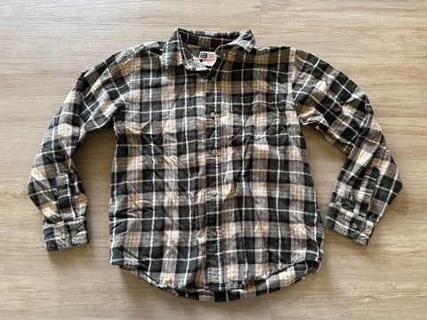 Faded Glory Green/Tan Flannel, L (12/14)