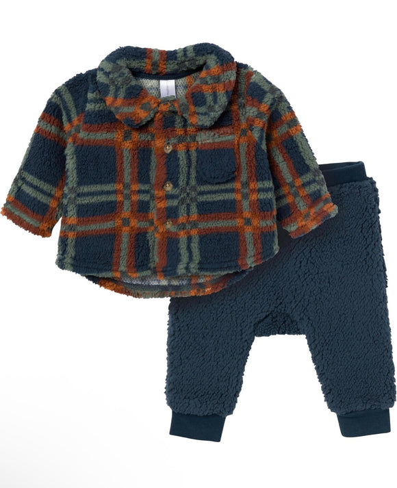 Modern Moments by Gerber Microplush Shacket and Pant Set, 12M