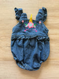 Unicorn Denim Romper, 6-9M