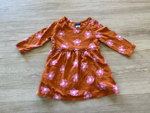 Old Navy Brown, Purple Floral Dress, 3-6M