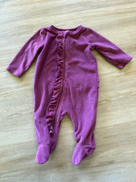 Koala Baby Purple Velour Ruffle Butt Sleeper, 0-3M