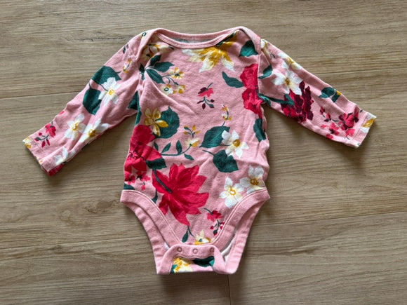 Old Navy Pink, Floral Long Sleeve Onesie, 6-12M
