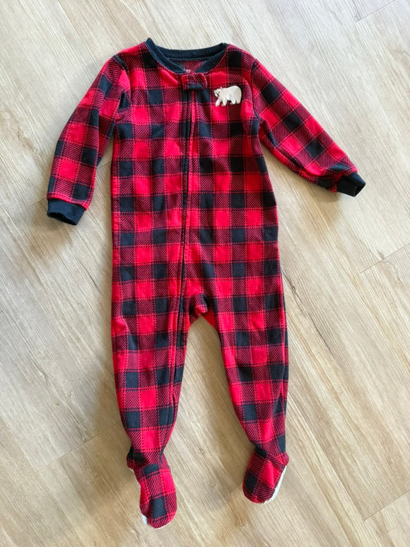 Carter's Buffalo Plaid, Polar Bear, Fleece Sleeper, 2T