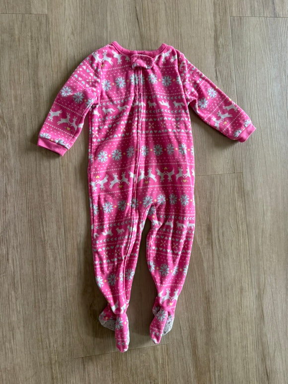 Carter's Pink Winter Print Fleece Sleeper, 18M
