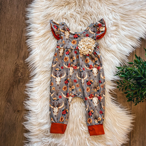 Two Can Western & Roses Romper, 0-3M, 3-6M, 6-12M, 12-18M, 18-24M