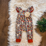 Two Can Western & Roses Romper, 0-3M, 3-6M, 6-12M, 12-18M, 18-24M