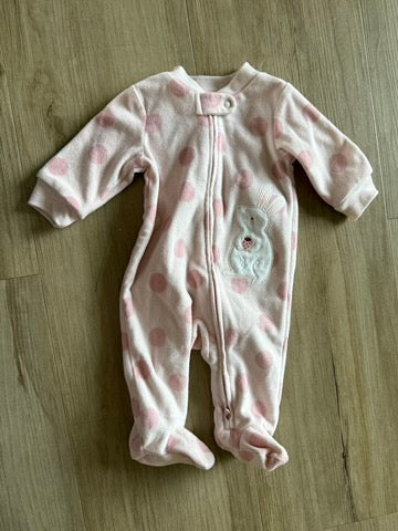 Carter's Pink Fleece Bunny Sleeper, 3M