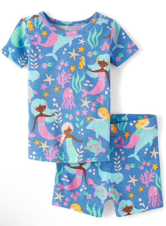 New Children's Place Mermaid Pajamas Set, 3-6M