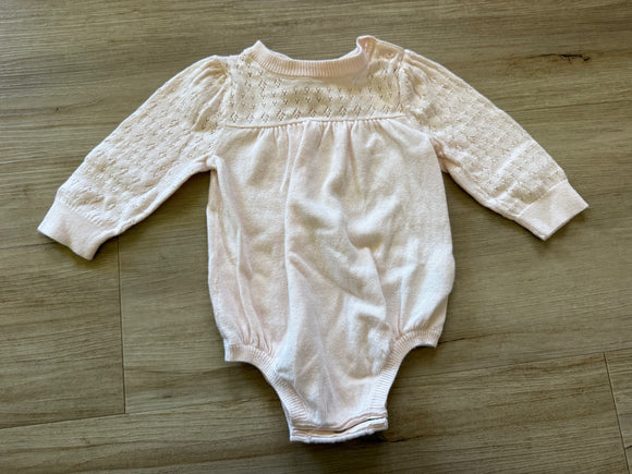 Baby Gap Pink Pointelle Sweater Onesie, 3-6M