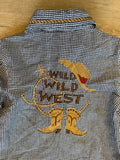 Lil' Cattlelac Embroidered 'Wild Wild West' Checkered Button Down, 18M