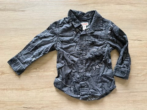 Cat & Jack Charcoal Dinosaur Button Down, 18M