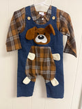 Boutique Puppy, Flannel, Overall Set, 6-9M