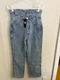 New Signature, button closure high waisted denim pants