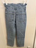 New Signature, button closure high waisted denim pants