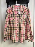 Arait, Western Long Sleeve, Button Down, Pink, Black, Yellow, Applique Shoulders, XL