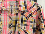Arait, Western Long Sleeve, Button Down, Pink, Black, Yellow, Applique Shoulders, XL