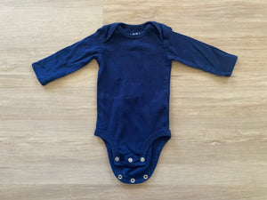 Navy Long Sleeve Onesie, 0-3M