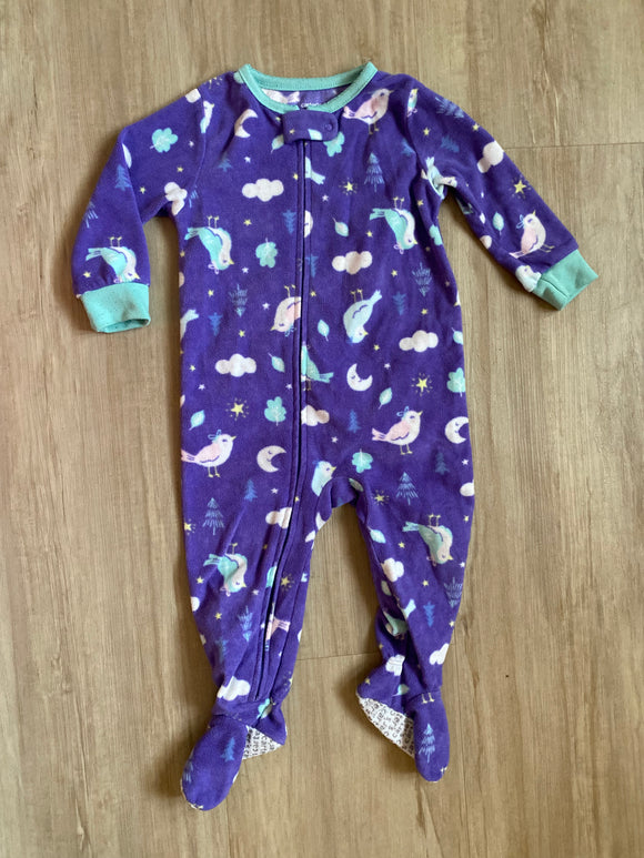 Carter's Purple Bird Fleece Sleeper, 12M