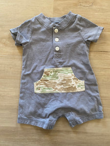 Grey, Camo Pocket Romper, 3M