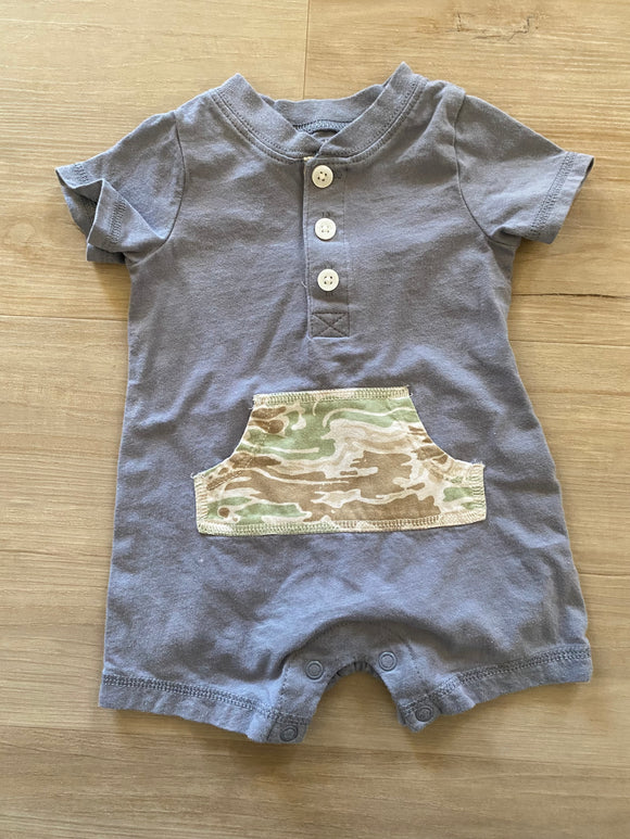 Grey, Camo Pocket Romper, 3M