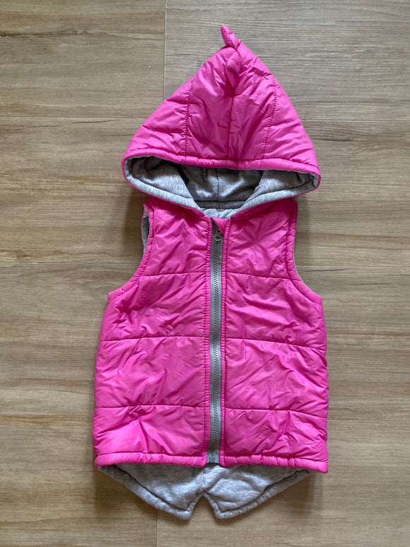 Pink Dinosaur Puffer Vest, 4-5T