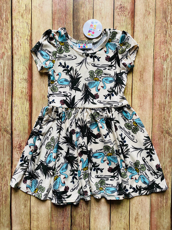 DotDot Smile Swan Lake Caps Dress, 2T