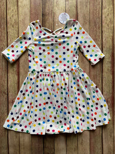 DotDot Smile White, Polka Dot Ballerina Dress, 3/4