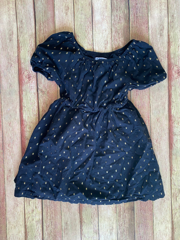 Black, Gold Speckled Cotton Dress, 5T