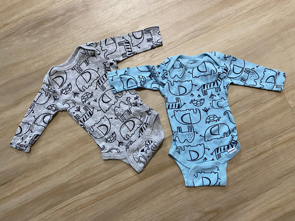 Safari Onesies, Set of 2, 0-3M