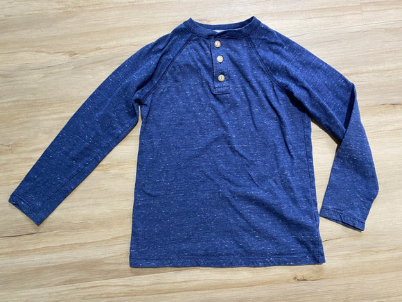 Blue 1/4 Button Down Long Sleeve, M(8)