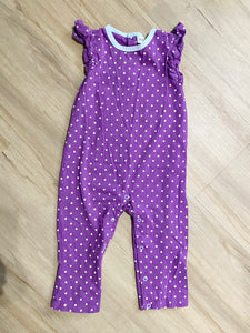 Poppy Mini Purple, White Polka Dot Romper, 2T