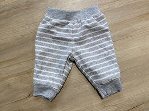 Grey/White Striped Pants, 0-3M