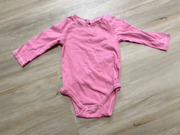 Pink Burts Bees Long Sleeve Onesie, 3-6M