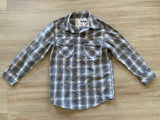 Grey Plaid Adjustable Sleeve Button Down, S