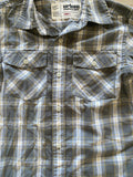 Grey Plaid Adjustable Sleeve Button Down, S