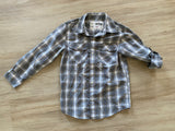 Grey Plaid Adjustable Sleeve Button Down, S